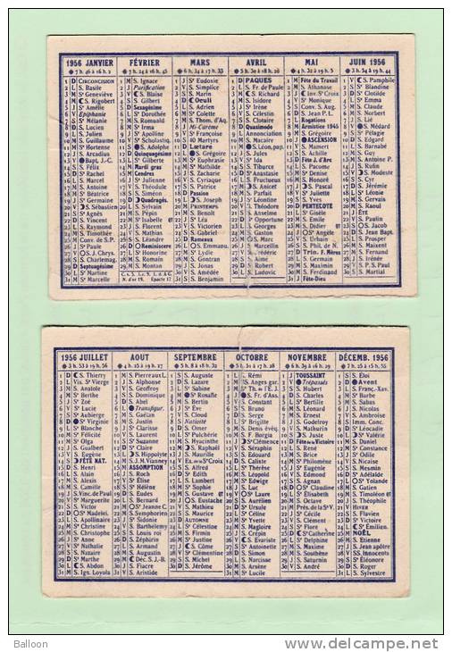 2 Cartes Publicitaires Avec Calendrier Au Dos De 1956 - Formato Piccolo : 1941-60