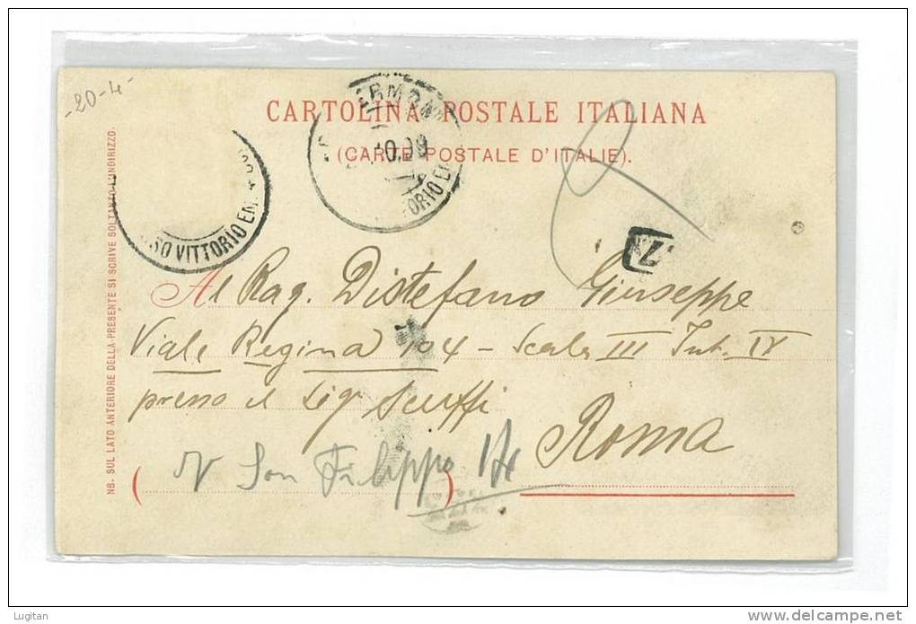 CARTOLINA - CROCE ROSSA - SOTTO COMITATO REGIONALE DI PALERMO - ANNO 1909 - VIAGGIATA  - RARA - Rotes Kreuz