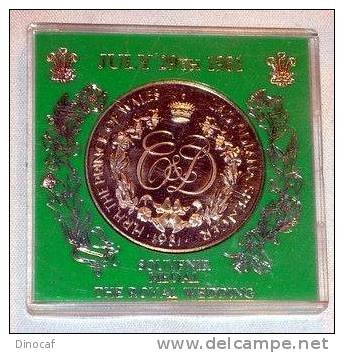 1981, Commemorative Crown Coin For The Royal Wedding,  Between Charles, Prince Of Wales And Lady Diana Spencer. - Royaux/De Noblesse