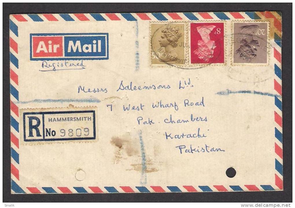 GREAT BRITAIN UK GB Postal History Registered Cover From HAMMERSMITH 28-7-1979 - Unclassified