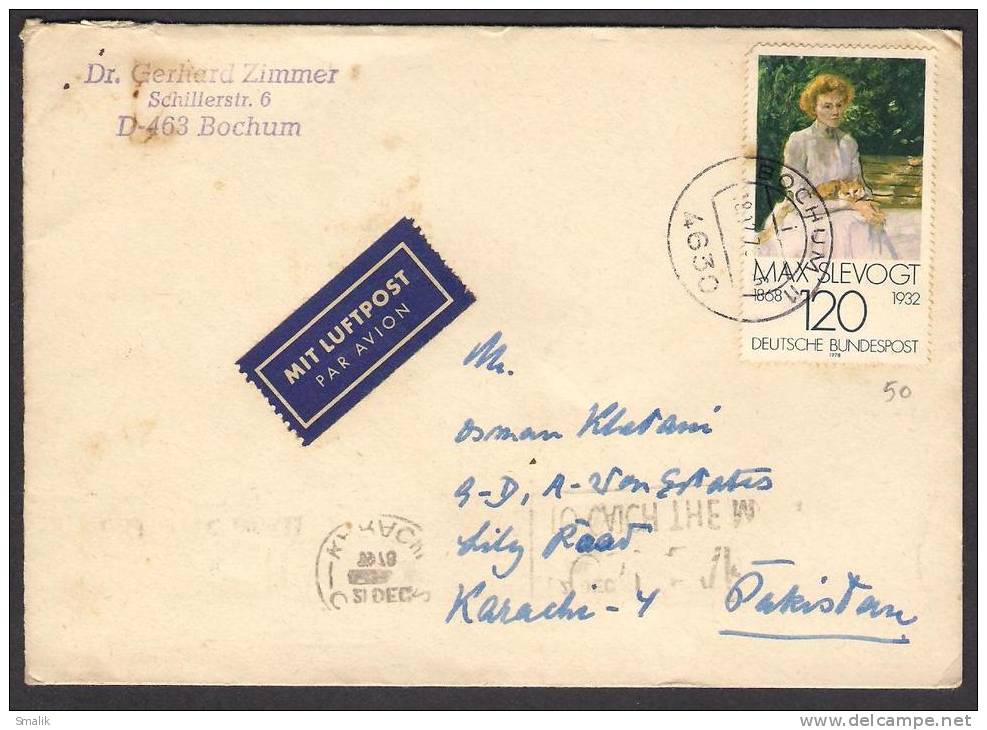 Max Slevogt, Postal History Cover From GERMANY 18-12-1978 - Covers & Documents