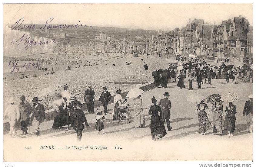 -76 - Le Treport  La Plage Et La Digue - Ombrelles Et Landeau  - Précurseur - TB 1903 - - Le Treport