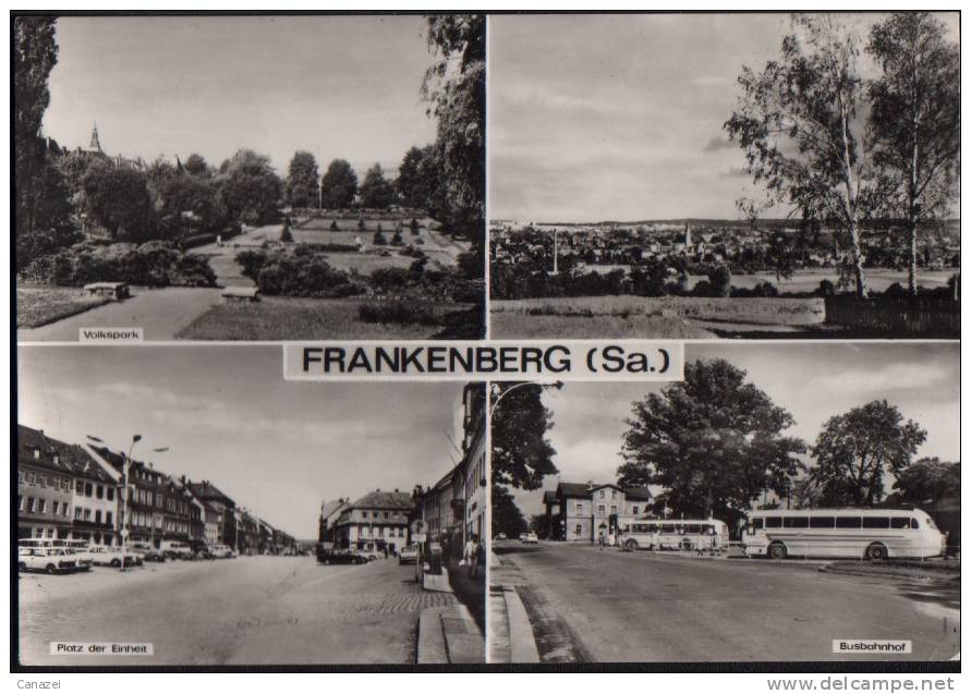 AK Frankenberg: Volkspark, Platz Der Einheit, Busbahnhof, Gelaufen, 1972 - Frankenberg