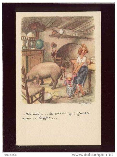 Maman Le Cochon Qui Fouille Dans Le Buffet Illustrée Par Poulbot édit.rampin  Ligue Contre Le Taudis Moulin à Café - Cochons