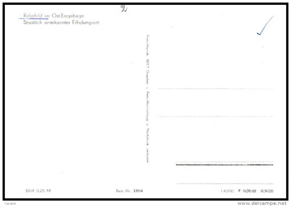 AK Rehefeld Im Osterzgebirge, 1962, Ung - Rehefeld