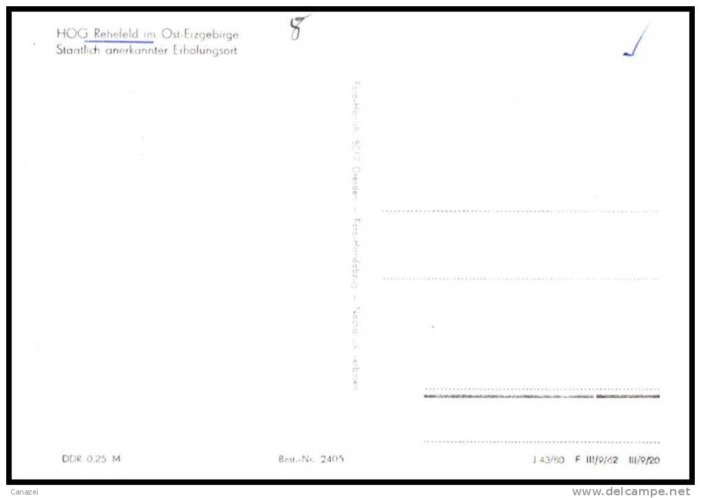 AK HO-Gaststätte Rehefeld Im Ost-Erzgebirge, 1962, Ung - Rehefeld