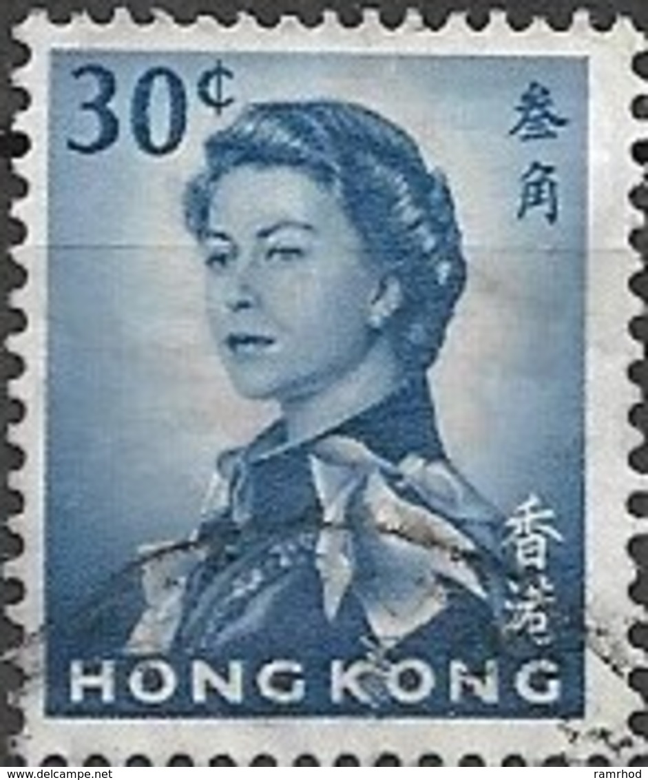 HONG KONG 1962 Queen Elizabeth II  - 30c Blue FU - Usati