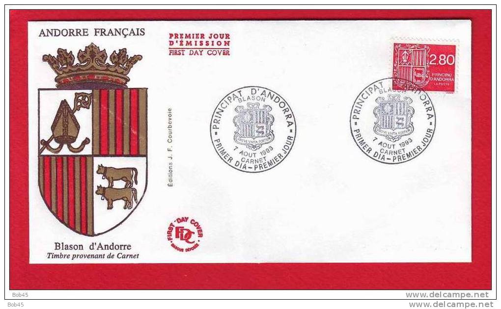 (9804-1993) FDC Armoirie Blason Ecu Andorre La Vieille - FDC