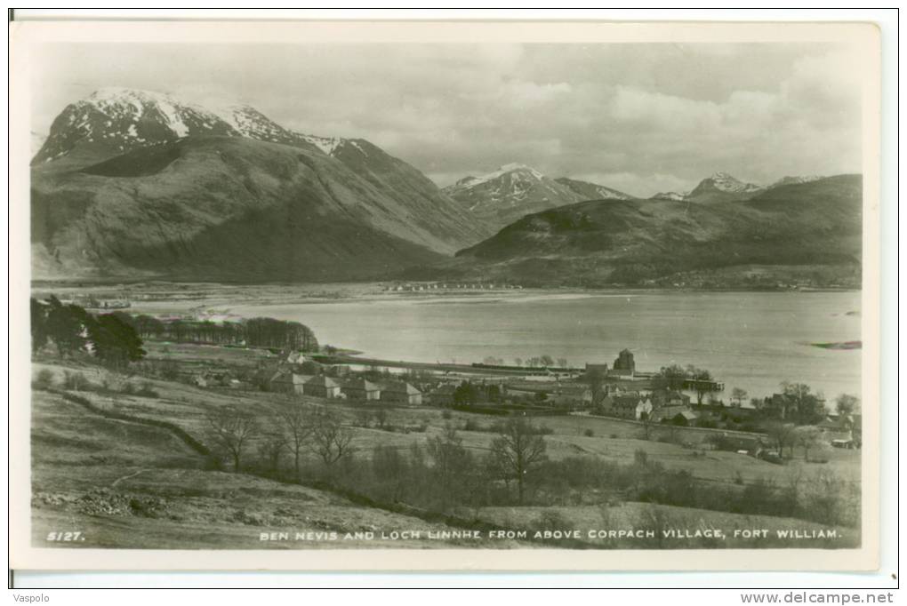 UNITED KINGDOM-SCOTLAND- BEN NEVIS AND LOCH LINNHE ,FROM ABOVE CORPACH,FORT WILLIAM -CIRCULATED-1951 - Inverness-shire