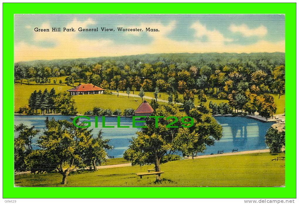 WORCESTER, MA - GREEN HILL PARK, GENERAL VIEW - PUB BY PERKINS & BUTTLER INC - - Worcester