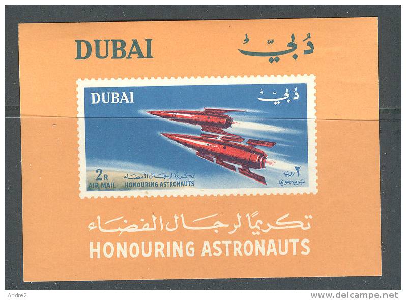 Dubai  1964 Air. "Honouring Astronauts"  Miniature Sheet   *  MLH - Dubai