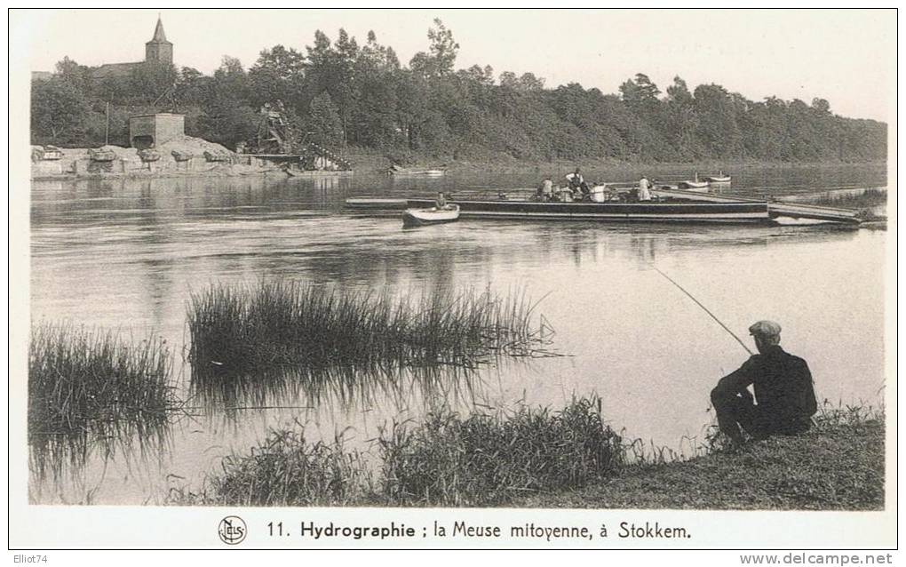 STOKKEM-(DILSEN) N 11 Hydrographie: La Meuse Mitoyenne (Pêcheur + Barques Animées) - Dilsen-Stokkem