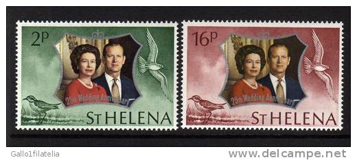 1972 - ST. HELENA - NOZZE D´ARGENTO REALI INGLESI / SILVER WEDDING - SET. MNH - Emissioni Congiunte