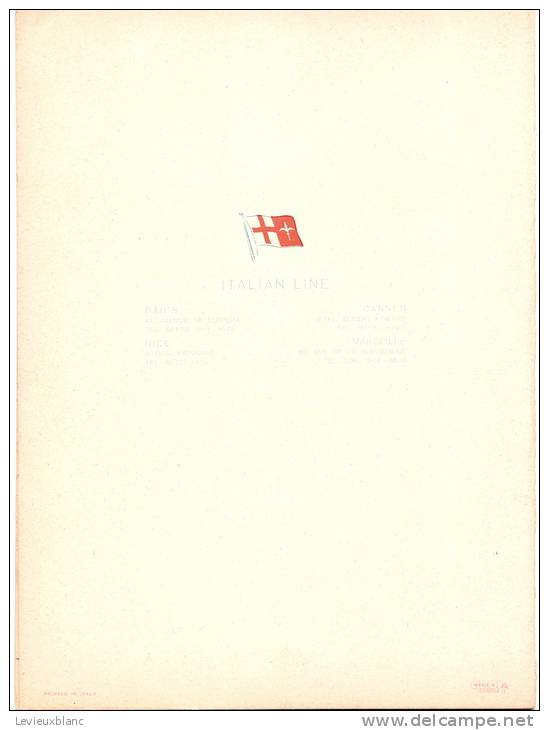 Compagnie Maritime/Italian Line/Couverture De Menu/ RICCOBALDI/Contes De Perrault/vers 1935-1950        MENU12 - Menus