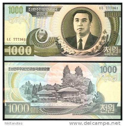 KOREA, NORTH 1000 WON 2002 P45 UNCIRCULATED - Corée Du Nord