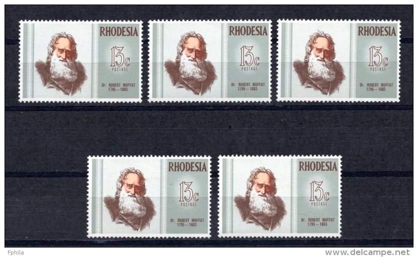 1972 RHODESIA DR. ROBERT MOFFAT 5x Sets MICHEL: 118 MNH ** - Rhodesien (1964-1980)