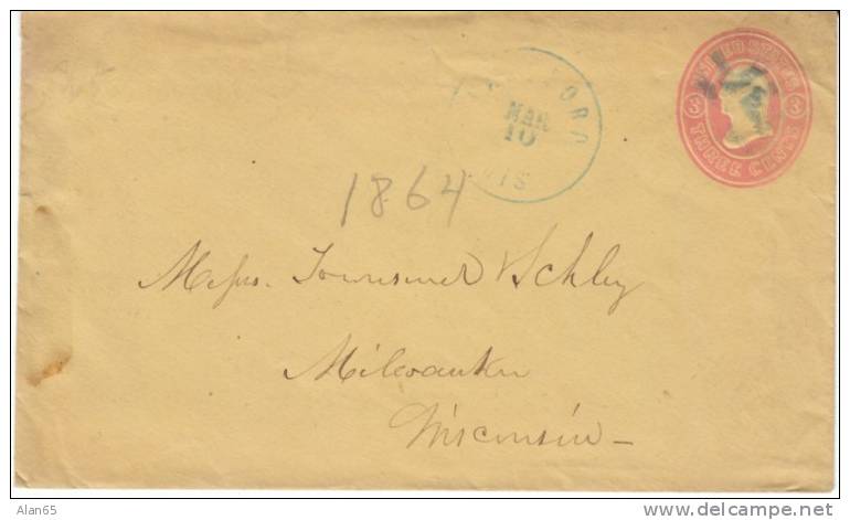 #U35 3-cent 1861 US Postal Stationery Entire Envelope - ...-1900