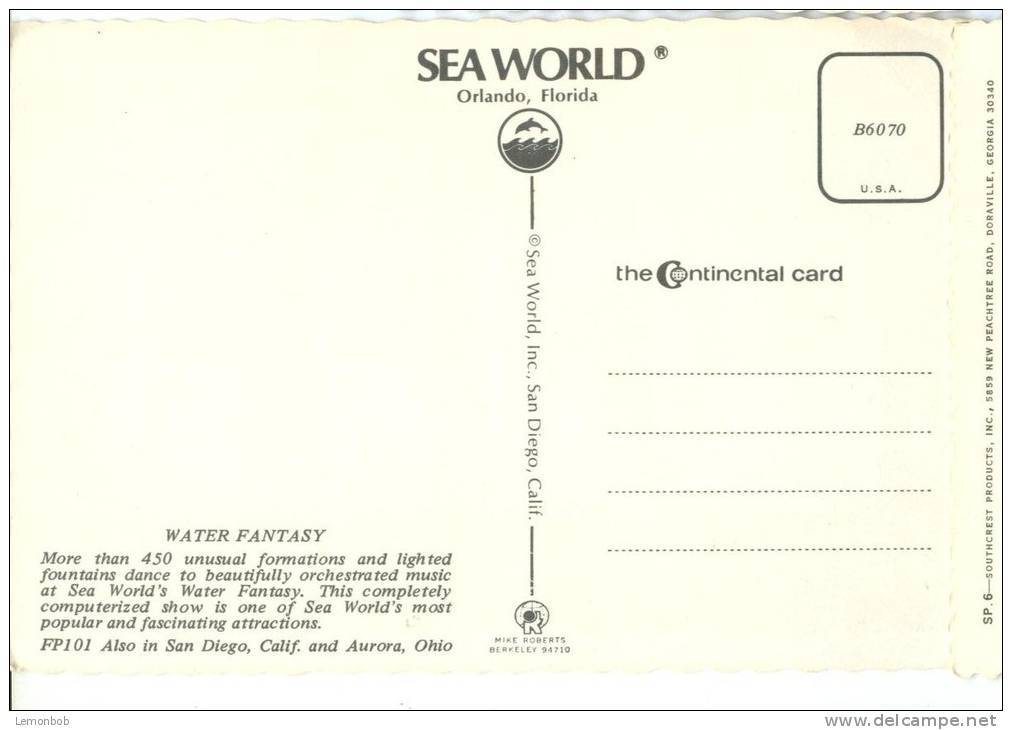 USA, Water Fantasy, Sea World, Orlando, Florida, Unused Postcard [P8845] - Orlando