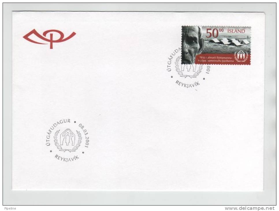 Iceland FDC 8-3-2001 Refugee Stamp On Cover With Cachet - Refugees