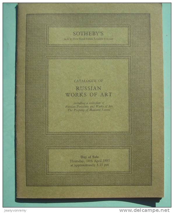 CATALOGUE OF RUSSIAN WORKS OF ART. SOTHEBY´S.1983. - Art