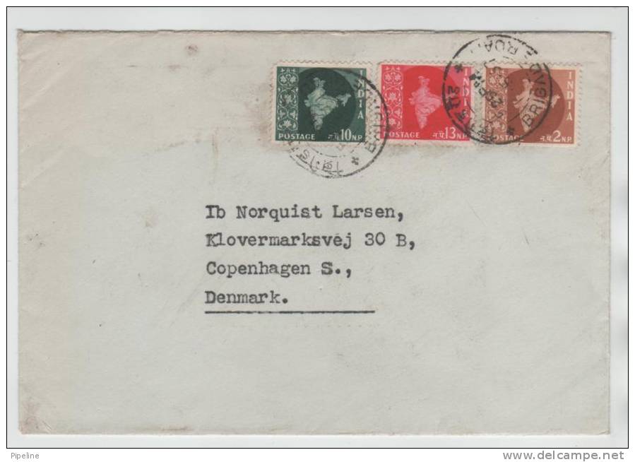 India Cover Sent Tto Denmark 1957 With MAP On The Stamps - Briefe U. Dokumente