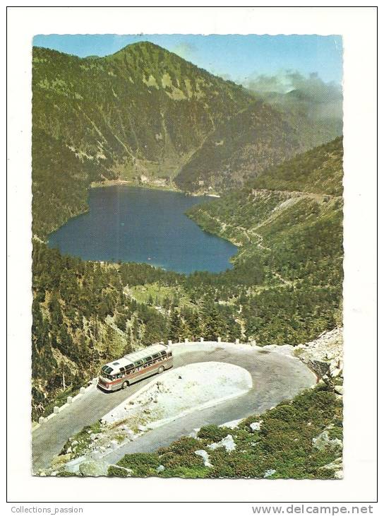 Cp, Bus Et Autocars, Vallée D´Aure, La Descente De Cap De Long Sur Le Lac D´Orédon, Voyagée - Autobus & Pullman