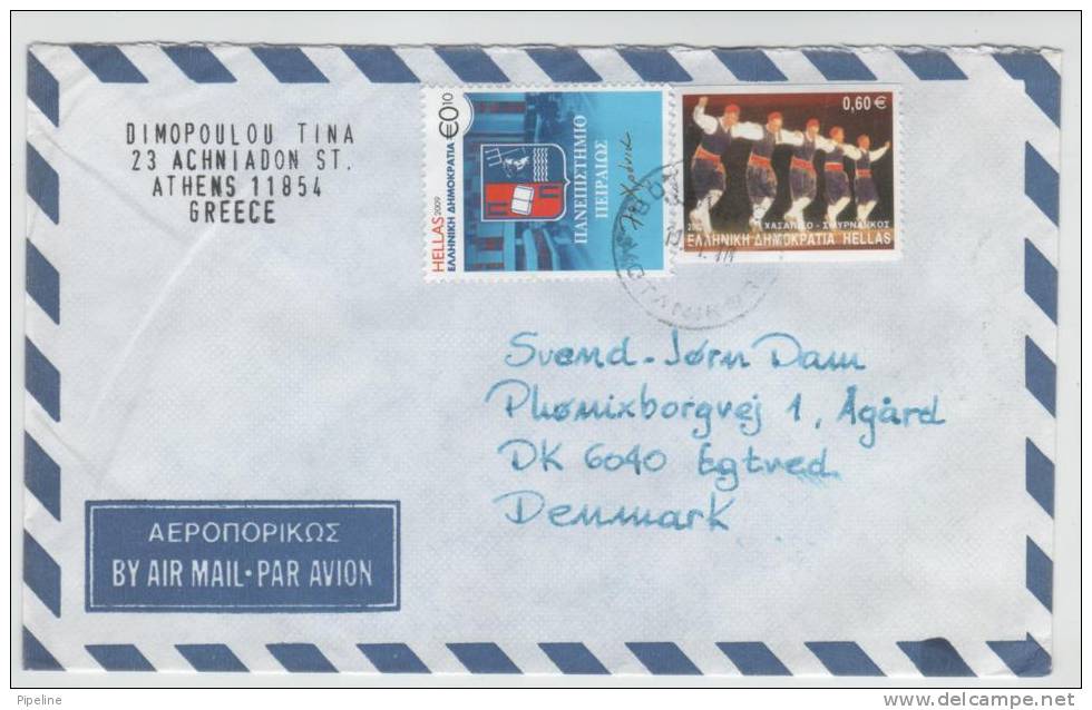 Greece Air Mail Cover Sent To Denmark 11-1-2010 - Covers & Documents