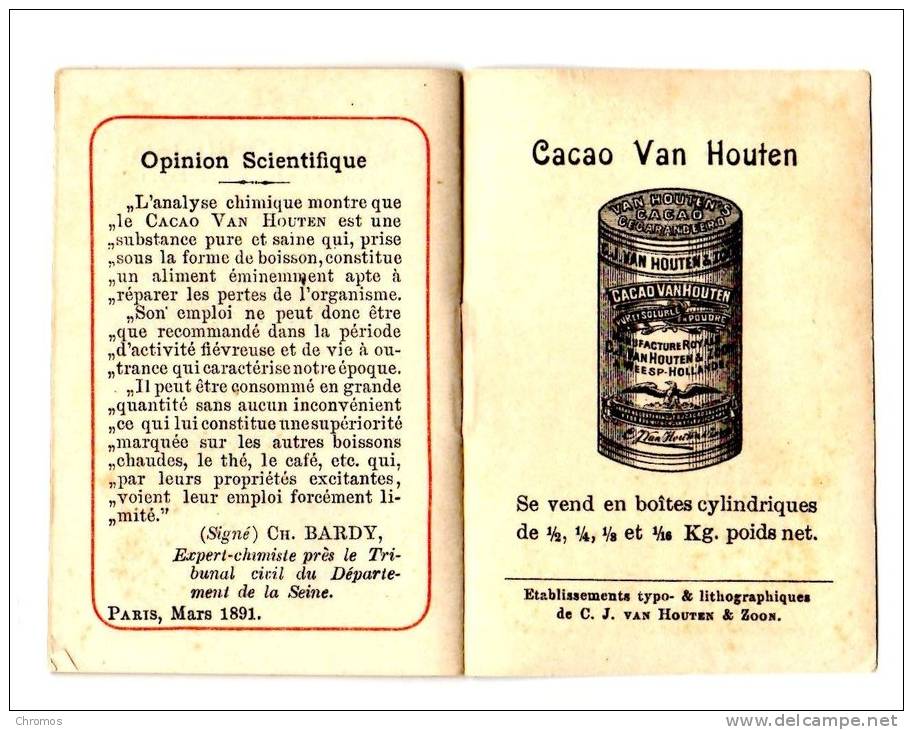 Rare Petit Carnet (18 Pages) Chromo Calendrier Pour Cacao Van Houten, 1907 - Petit Format : 1901-20