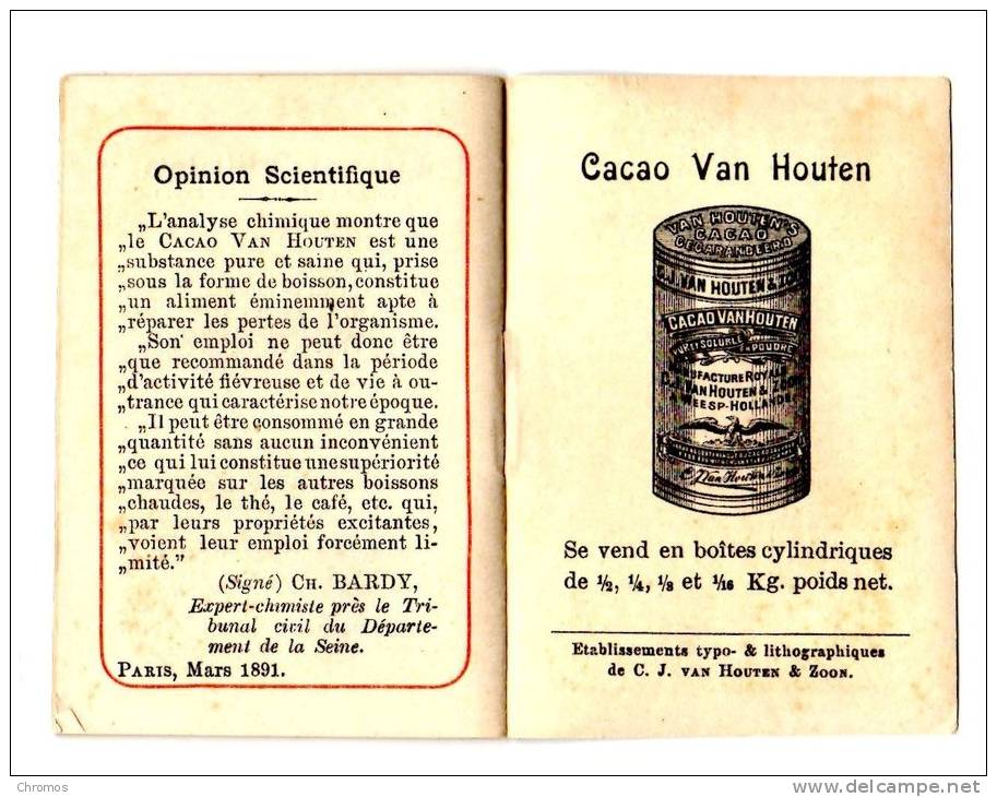 Rare Petit Carnet (18 Pages) Chromo Calendrier Pour Cacao Van Houten, 1907 - Small : 1901-20