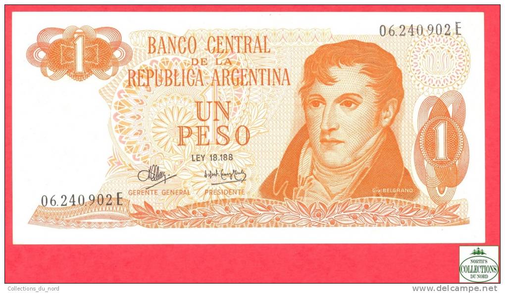 Argentina 1 Peso 1970-73 Uncirculated  # 287 Banknote / Argentine Billet - Papier Monnaie - Argentina