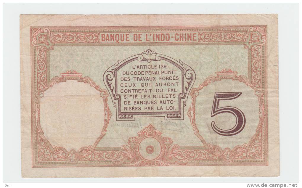 New Caledonia Noumea 5 Francs 1926 AVF P 36b 36 B - Nouvelle-Calédonie 1873-1985