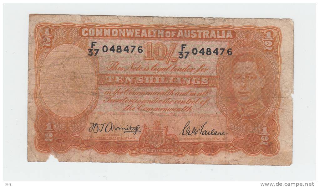 AUSTRALIA 10 SHILLINGS 1942 "aF" P 25b 25 B - Tweede Wereldoorlog Uitgaven