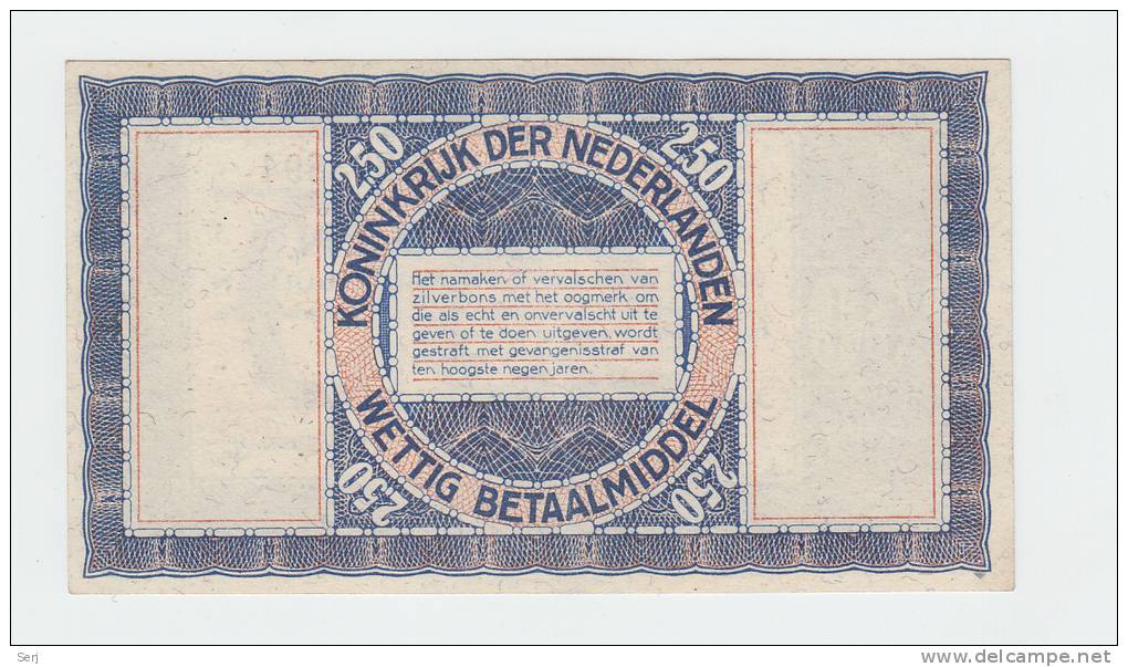 Netherlands 2.5 2 1/2 Gulden 1938 Zilverbon XF+ Banknote  P 62 - 2 1/2 Florín Holandés (gulden)