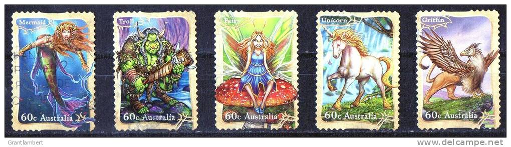 Australia 2011 Mythical Creatures Set Of 5 Self-adhesives Used - - Oblitérés
