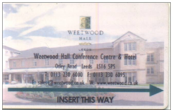 Clef D`hotel Room Key Keycard Chiave Di Albergo Tarjeta Hotel Hotelkarte WEETWOOD HALL LEEDS - Hotelsleutels