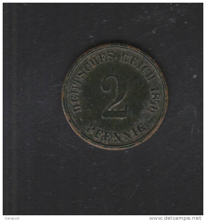 Dt. Reich 2 Pfennig 1876 D - 2 Pfennig