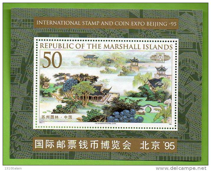 Bloc Feuillet  Timbre**  ILES MARSHALL ISLANDS EXPOSITION TIMBRES BEIJING'95 CHINE Universelle - Other & Unclassified