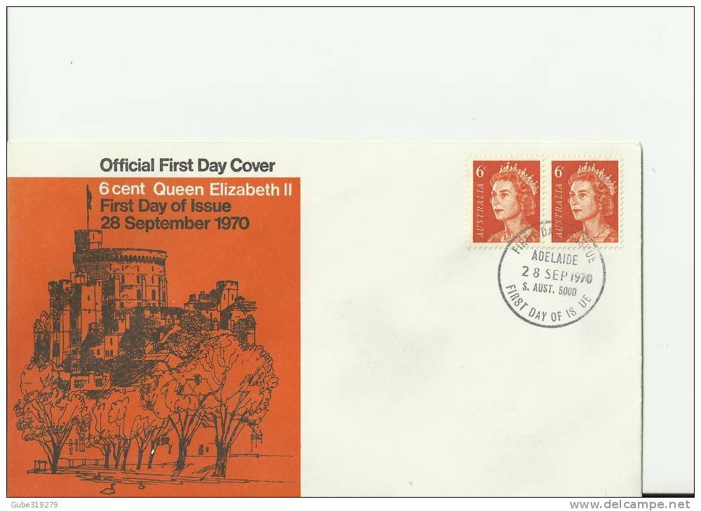 AUSTRALIA YEAR 1970 - FDC NEW ISSUE 6 CENT QUEEN ELISABETH II W/2 STAMPS OF 6 CENTS POSTM ADELAIDE REF 24/AU - Lettres & Documents