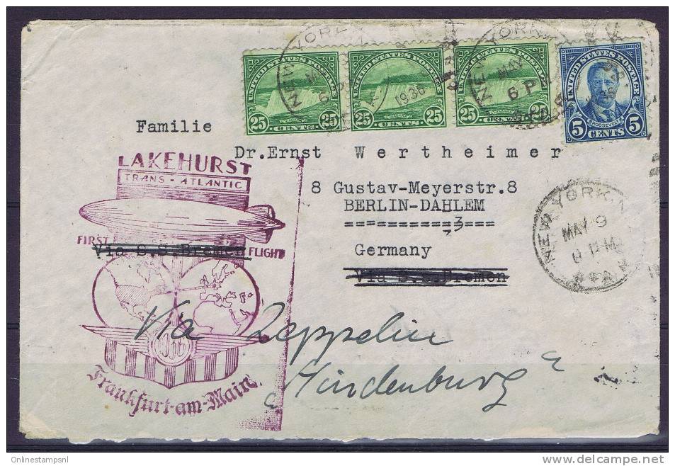 Airship Hindenburg: May 9 1936 Lakehurst To Frankfurt- Trip Number 13, Departure May 11th, First North America Trip - 1c. 1918-1940 Brieven