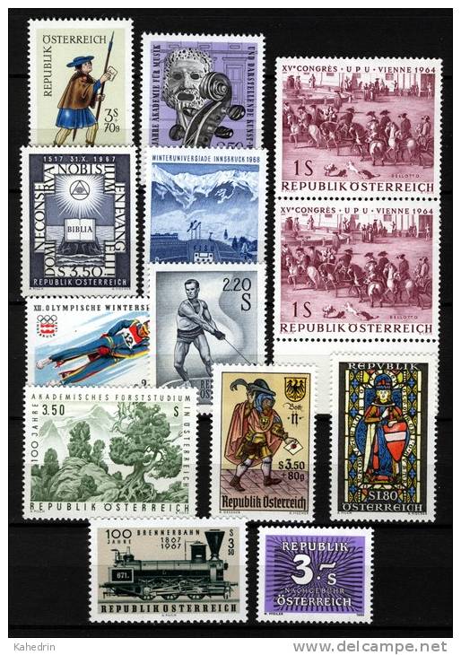 Österreich / Austria 1967--, Lot Of 13 Stamps, Unused - Sammlungen