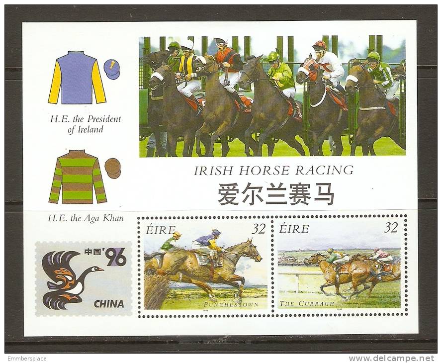 IRELAND - 1996 CHINA 96 STAMP EXHIBITION (HORSE RACING) S/S MNH **  SG 1003 - Blocchi & Foglietti