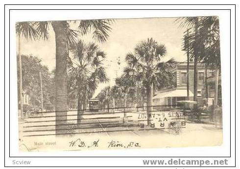 Trolley On Main Street, Rion, South Carolina, 1907 - Andere & Zonder Classificatie