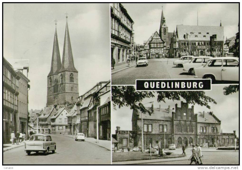 AK Quedlinburg, Pölkenstraße, Nikolaikirche, Markt, Rathaus, Bahnhof, Gel, 1970 - Quedlinburg