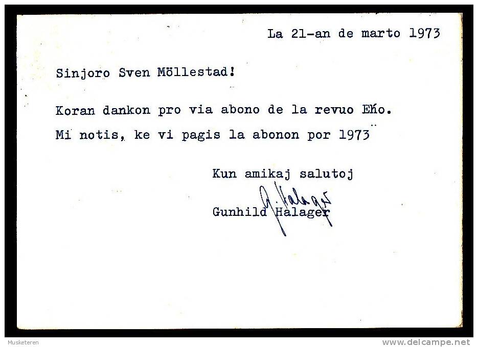 Denmark Postal Stationery Ganzsache Entier MUNDELSTRUP 1973 AARHUS ESPERANTO Kongress Label Sent  To Sweden (2 Scans) - Postwaardestukken