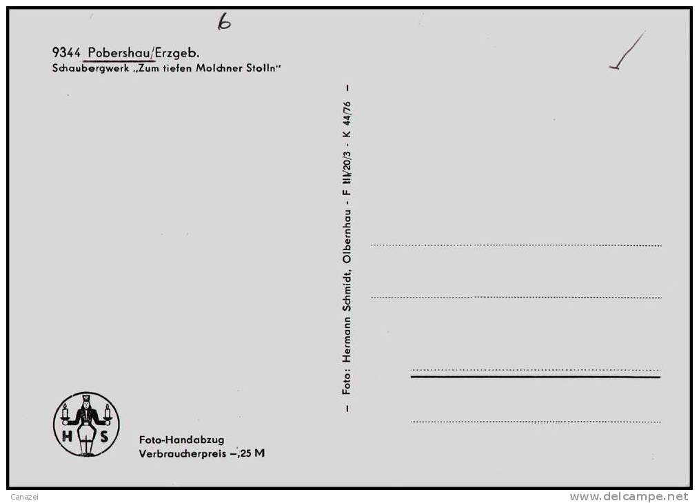 AK Pobershau, Schaubergwerk "Zum Tiefen Malchner Stolln", Ungelaufen, Verm 1976 - Marienberg