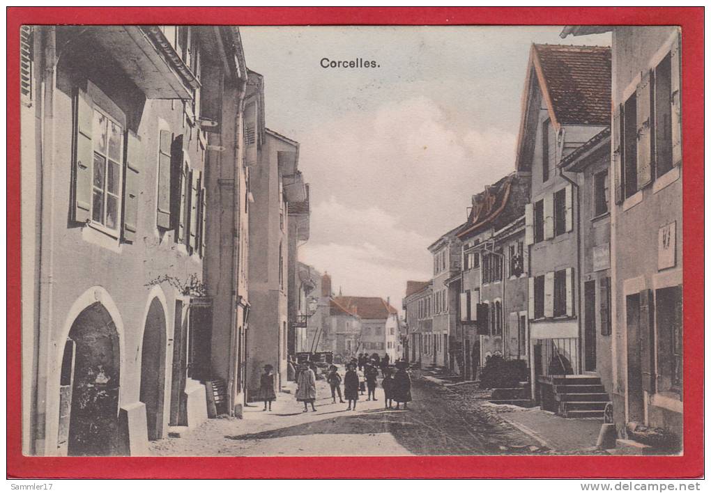 CORCELLES RUE ANIMÉE 1908 - Corcelles