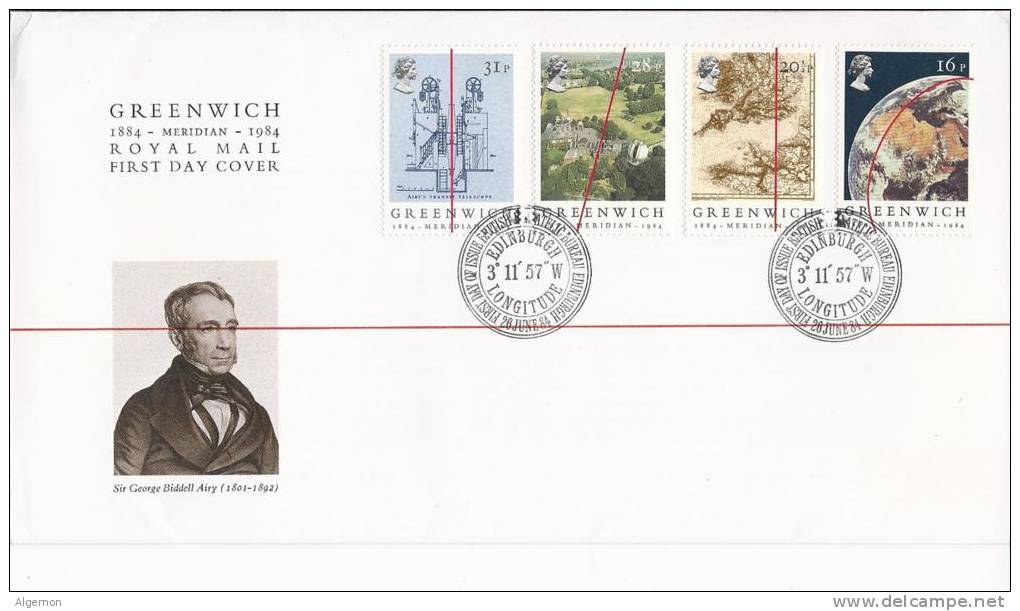 3366 -  FDC Greenwich Meridian Edinburgh 26.06.1984 - Horlogerie