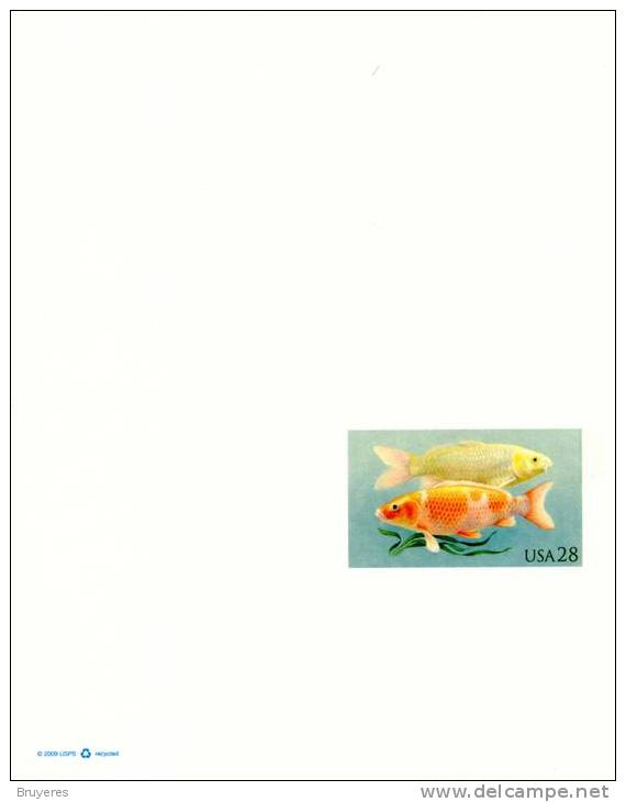 Entier Postal De 2009 Sur Carte Postale Avec Réponse Payée Et Timbre "Poisson" - 2001-10