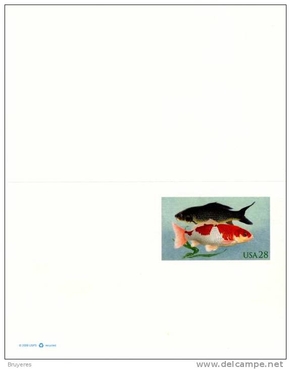 Entier Postal De 2009 Sur Carte Postale Avec Réponse Payée Et Timbre "Poisson" - 2001-10