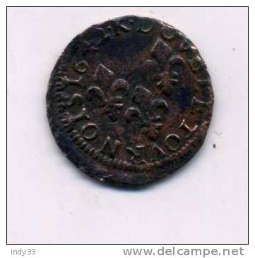 - FRANCE . LOUIS XIII  . DOUBLE TOURNOIS  1642 . - 1610-1643 Luis XIII El Justo